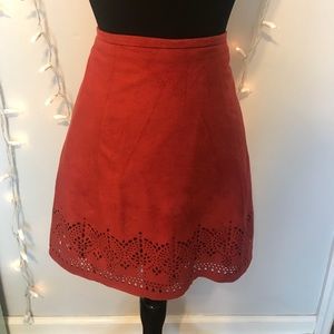 Red Faux Suede Skirt